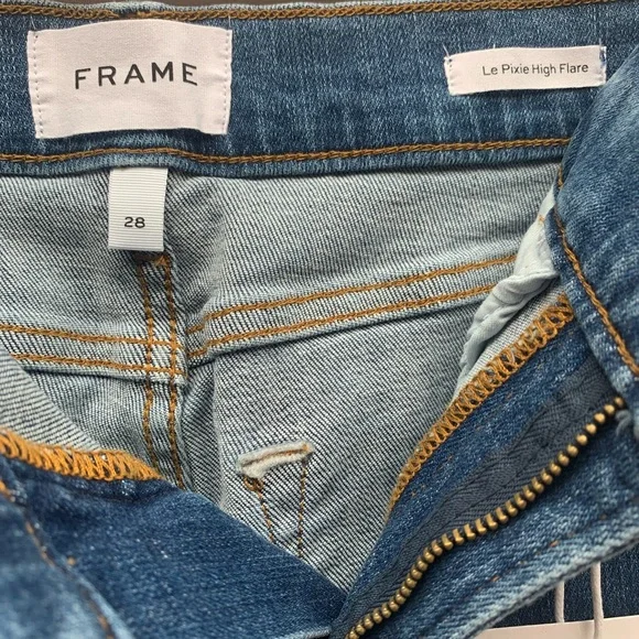 Frame Lê Pixie High Flare Jeans size 28 Medium blue wash - Picture 10 of 10